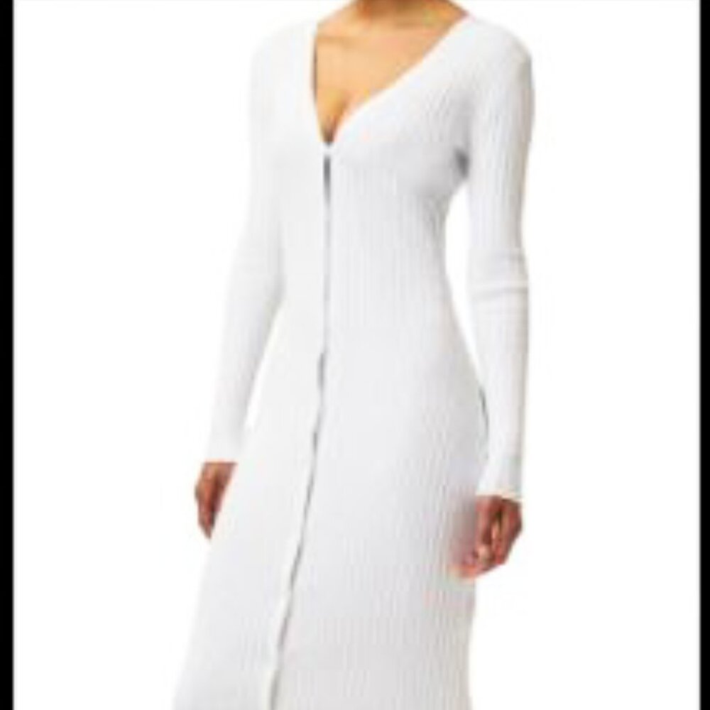 Lita by Ciara  Ribbed V-Neck Long Sleeve Cardigan Sweater Dress